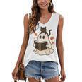 Books Ghost Reading Book Halloween Library Cat Fall Women's V-Neck Tank Top