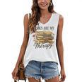 Books Are My Therapy Vintage Book Lover Daisy Art Women's V-Neck Tank Top
