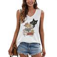 Cat And Books Flowers Reading Club Cat Lover Bookworm Women's V-Neck Tank Top