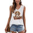 Cute Dog Beagle Reading Book Women's V-Neck Tank Top Cute Dog Beagle Reading Book Women's V-Neck Tank Top