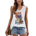 Cute Kawaii Kids Reading Books Glasses Red Panda Lover Women's V-Neck Tank Top