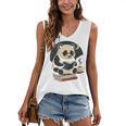 Cute Panda Reading Book Under Moon Bookworm Coffee Lover Women's V-Neck Tank Top