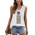 Cute Wiener Dog Dachshund Reading On Pile Of Books Women's V-Neck Tank Top