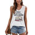 Easily Distracted By Cats And Books Cute Book Lover Women's V-Neck Tank Top