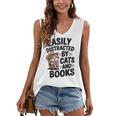 Easily Distracted By Cats And Books Lovers Reading Women's V-Neck Tank Top Easily Distracted By Cats And Books Lovers Reading Women's V-Neck Tank Top