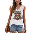 Owl With Glasses And Book Reading Women's V-Neck Tank Top