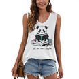 Panda Reading Chapter Books Women's V-Neck Tank Top Panda Reading Chapter Books Women's V-Neck Tank Top