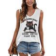 Read Banned Books Drink Coffee Fight Evil Retro Cat Women's V-Neck Tank Top