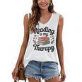 Reading Is My Therapy Book Lover Bookworm Women's V-Neck Tank Top