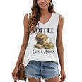 Sleeping Cat And Books With Coffee Lover Women's V-Neck Tank Top