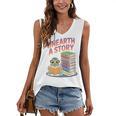 Unearth A Story Cute Turtle Reading Books Librarian Women's V-Neck Tank Top Unearth A Story Cute Turtle Reading Books Librarian Women's V-Neck Tank Top