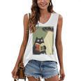 Vintage Japanese Cat Book Lovers UFO Alien Abduction Cat Dad Women's V-Neck Tank Top