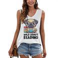 Wild About Reading Book Lover Pug Dog Women's V-Neck Tank Top