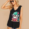 Adorable Book Lover Humming Bird With Reading Glasses Cute Women's V-Neck Tank Top