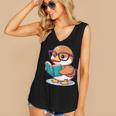 Adorable Book Lover Mallard Duck With Reading Glasses Cute Women's V-Neck Tank Top