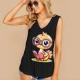 Adorable Book Lover Ostrich With Reading Glasses Cute Women's V-Neck Tank Top