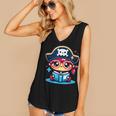 Adorable Book Lover Pirate With Reading Glasses Cute Women's V-Neck Tank Top