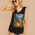 Bigfoot And Alien Reading Books Campfire Halloween Women's V-Neck Tank Top