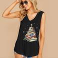 Book Christmas Tree Teacher Book Lover Crew Neck Modern Classic Christmas Small Short Sleeve -Adults -Kids Women's V-Neck Tank Top