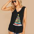 Book Christmas Tree Xmas Lights Book Lover Teacher Librarian Women's V-Neck Tank Top