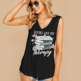 Books Are My Therapy Summer Reading Book Lovers Women's V-Neck Tank Top