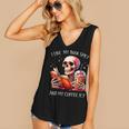 I Like My Books Spicy And My Coffee Icy Skeleton Women's V-Neck Tank Top I Like My Books Spicy And My Coffee Icy Skeleton Women's V-Neck Tank Top