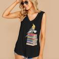 Bookworm Cockatiel Bird Reading Books Drinking Coffee Lover Women's V-Neck Tank Top