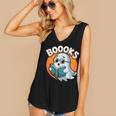 BOOOKS Cute Ghost Reading Books Halloween Women's V-Neck Tank Top