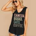 Camera Books Cats And Coffee Lover Photography Men Women Women's V-Neck Tank Top Camera Books Cats And Coffee Lover Photography Men Women Women's V-Neck Tank Top