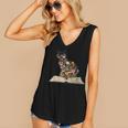 Cat Book Flowers Women's V-Neck Tank Top Cat Book Flowers Women's V-Neck Tank Top