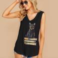 Cat Sitting On Books Women's V-Neck Tank Top Cat Sitting On Books Women's V-Neck Tank Top
