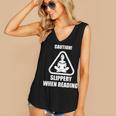 Caution Slippery When Reading Book Lover Women's V-Neck Tank Top