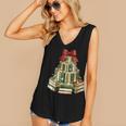 Christmas Book Tree Coquette Bow Xmas Reading Librarian Girl Women's V-Neck Tank Top