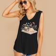 Color Floral Cute Pug Dog On Book Reading Bookworm Reader Women's V-Neck Tank Top