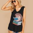 Cool Hedgehog Book Nerd Readers Women's V-Neck Tank Top