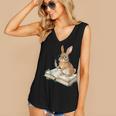 Cute Bunny Reading Book Glasses Bookworm Women's V-Neck Tank Top