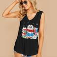 Cute Christmas A Penguin Reading Book Snowflake Hot Teacher Women's V-Neck Tank Top