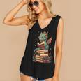 Cute Dragon Reading Book Bookworm Dragons And Books Women's V-Neck Tank Top
