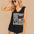 Cute Frog Support Your Local Library Librarian Book Lover Women's V-Neck Tank Top Cute Frog Support Your Local Library Librarian Book Lover Women's V-Neck Tank Top