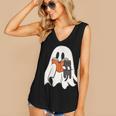 Cute Ghost Cat Reading Book Spooky Season Halloween Costume Women's V-Neck Tank Top