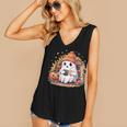 Cute Ghost Drinking Coffee Halloween Reading Book Retro Women's V-Neck Tank Top Cute Ghost Drinking Coffee Halloween Reading Book Retro Women's V-Neck Tank Top