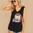 Cute Hedgehog Book Lover Readers Animal Reading Women's V-Neck Tank Top Cute Hedgehog Book Lover Readers Animal Reading Women's V-Neck Tank Top
