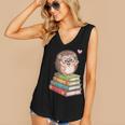 Cute Hedgehog Reading Books Animal Lover Reader Bookworm Women's V-Neck Tank Top Cute Hedgehog Reading Books Animal Lover Reader Bookworm Women's V-Neck Tank Top