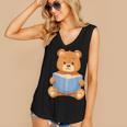 Cute Teddy Bear Reading Book Adorable For Readers Women's V-Neck Tank Top