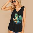 Dragon With Book Women's V-Neck Tank Top