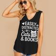 Easily Distracted By Cats And Books Reading Apparel Women's V-Neck Tank Top