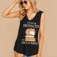 Easily Distracted By Cats And Books Reading Lover Bookish Women's V-Neck Tank Top