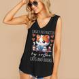 Easily Distracted By Coffee Cats And Books Women's V-Neck Tank Top Easily Distracted By Coffee Cats And Books Women's V-Neck Tank Top