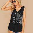 Easily Distracted By Knitting Books And Yarn Quote Reader Women's V-Neck Tank Top