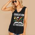Education Is Freedom Books History Teacher Kids Women's V-Neck Tank Top Education Is Freedom Books History Teacher Kids Women's V-Neck Tank Top